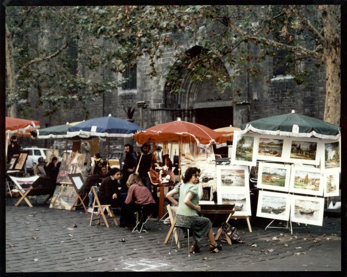 Pintores en la Plaza del Pino de Barcelona 